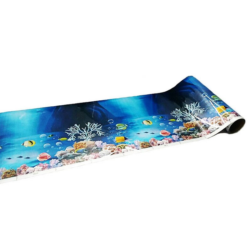 鱼缸装饰品造景贴纸墙板高清壁纸水族背景画N海鱼双面 30cm高