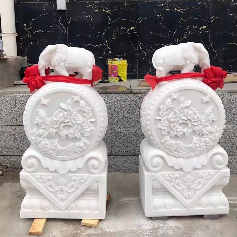 石雕门墩一对 汉白玉门墩 石鼓z新中式庭院门口装饰摆件仿古抱鼓
