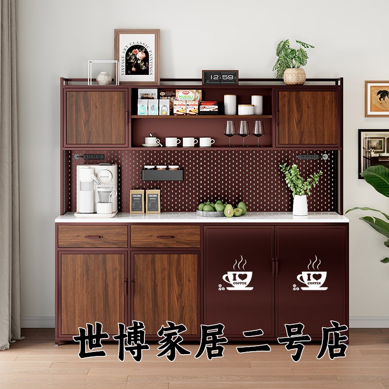 高档简约餐边g柜靠墙一体储物柜双层多功能酒柜收纳柜茶水柜咖啡