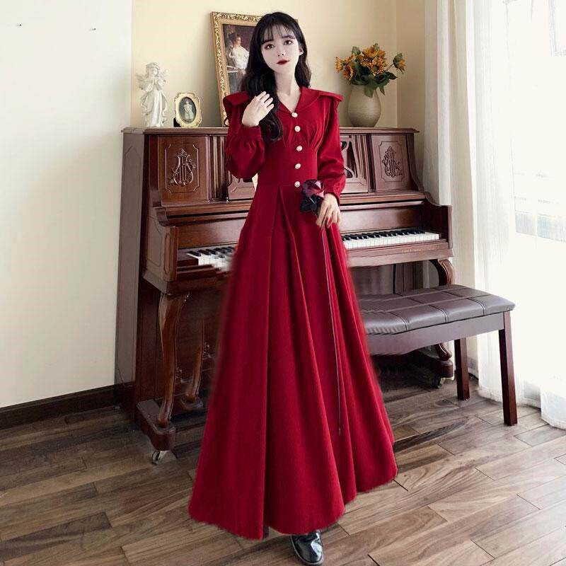 轻奢高端大气便装回门敬酒服小众长袖平时可穿结婚订婚礼服裙长款