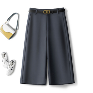 裤 高腰显瘦7分中裤 七分裤 直筒休闲西裤 秋 女春夏2024新款 高级西装