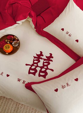 结婚四件套2024新款大红色婚庆床品F加厚磨毛床单被套床上用品冬
