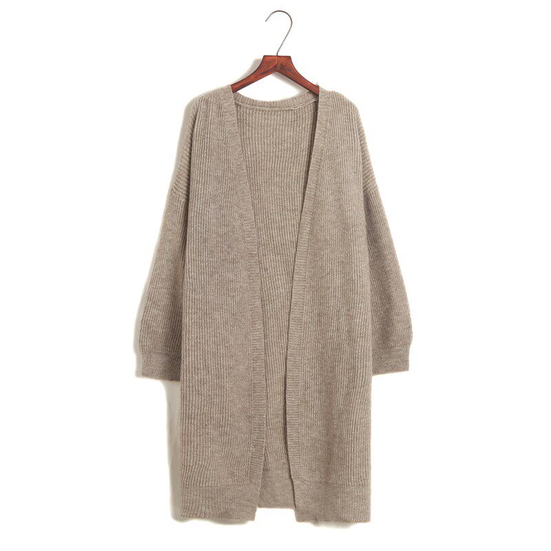 慵懒风秋季中长款毛衣开衫女外套宽松厚款纯色针织衫韩版秋冬新款