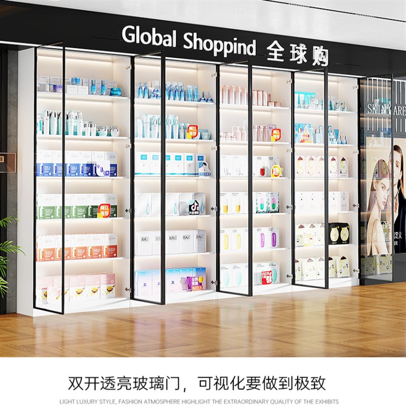 展示柜货架陈列超j市便利店烟酒新款展示架支持定制玻璃门产品货图片