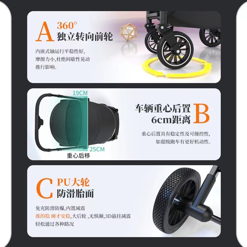 婴儿推车可拆分可坐可躺轻便新生儿宝宝二胎双人T大小童双胞胎四