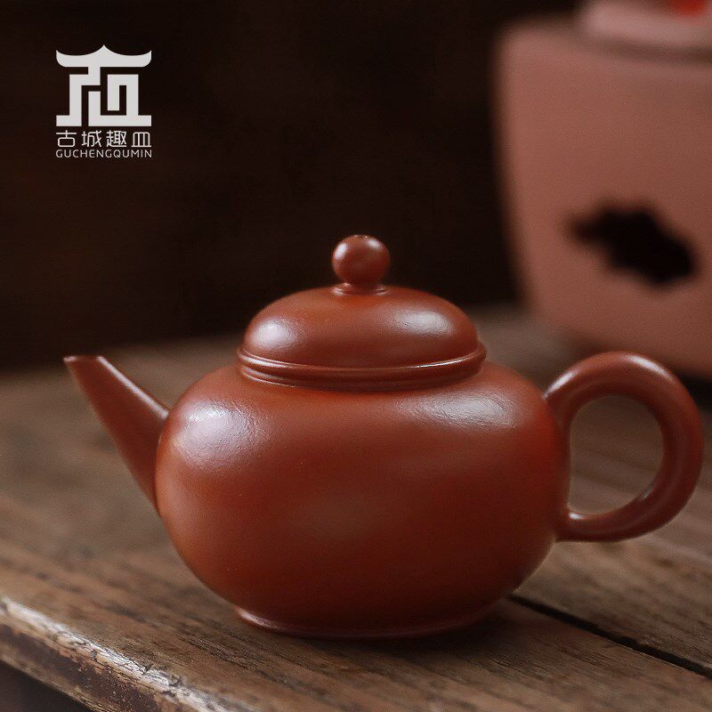 刘金城朱泥水平紫砂泡茶壶全手工乌龙普洱潮州手拉工夫茶具壶礼品