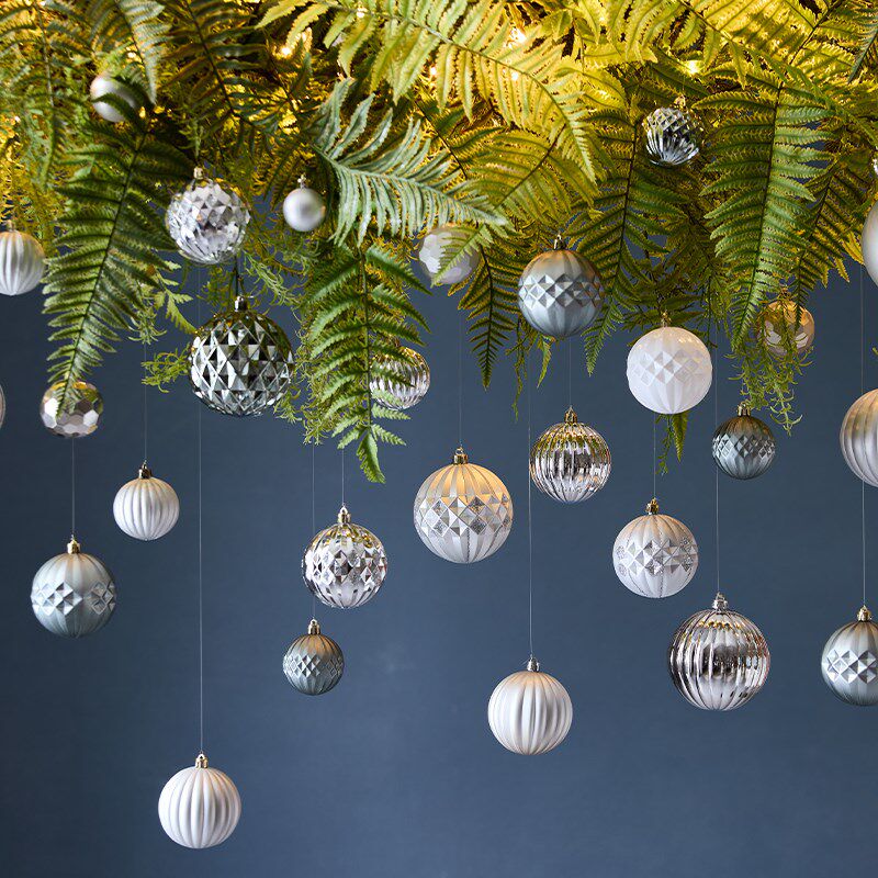 圣诞节装饰品挂件异形球银色亮光南瓜球圣诞氛围挂饰配件装饰吊球