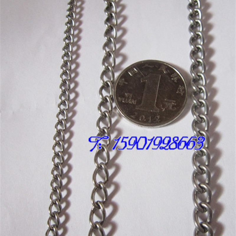 大号304不锈钢钮链条 纽链 挂牌链条 未焊接 线径粗2mm*外径8mm