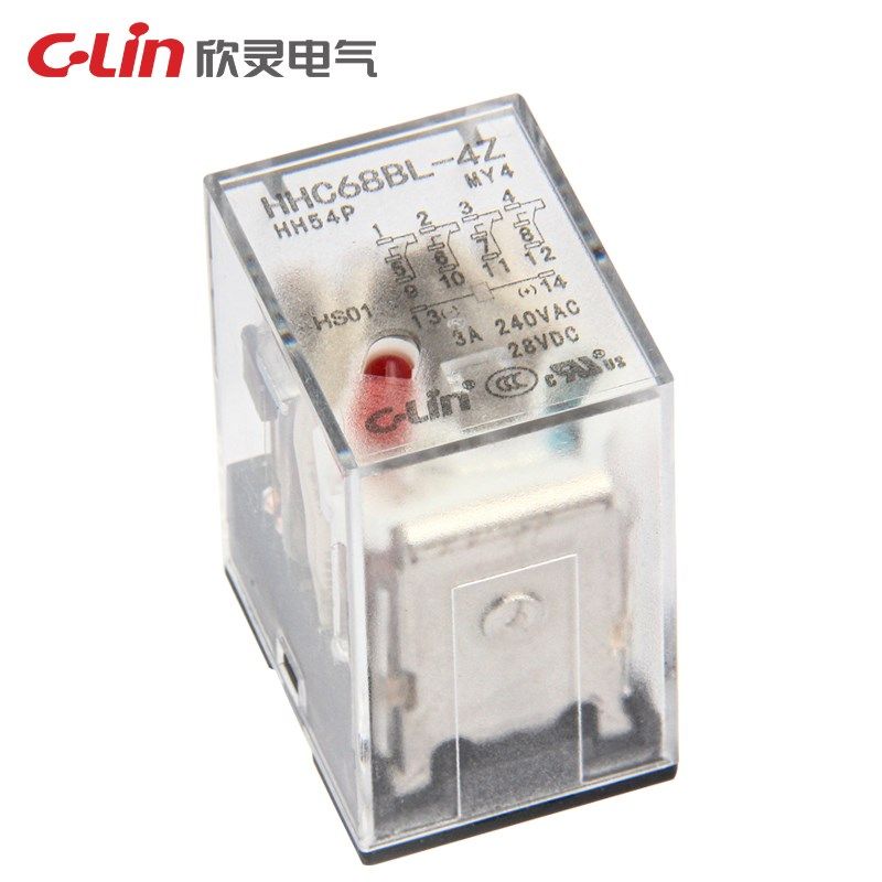 欣灵HHC68BL-4Z/HH54PL/MY4NJ中间继电器220V带电源指示灯 小14脚