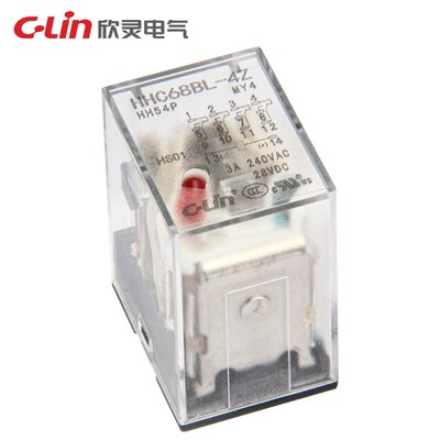 欣灵HHC68BL-4Z/HH54PL/MY4NJ中间继电器220V带电源指示灯 小14脚