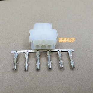 安川5系SGMJV伺服电机动力带刹车插头 白色6孔公母插件连接器