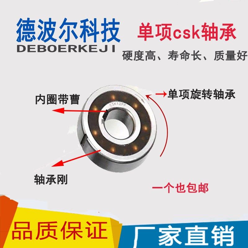 单向轴承 CSK8/10/CSK12/15/17/CSK20/25/30/35/40PP 带内外槽