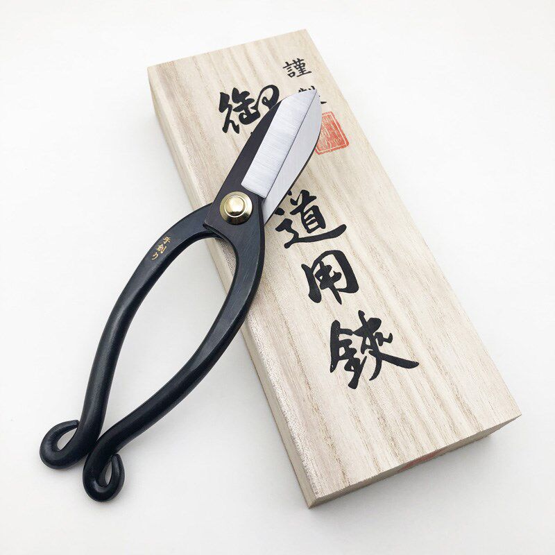 日本手创木盒装全钢池坊铗 插花用剪刀花艺培训剪花道华道小源流