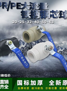 加厚大流量PPR钢芯铁手柄球阀 PE黑色水管铁柄热熔球阀 PPR开关阀