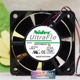 6025 U60T24MGA7 6CM 原装 3线静音散热 0.06A Nidec DC24V 正品