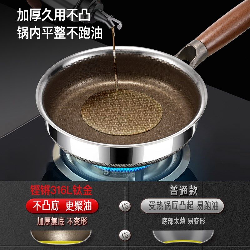 煎鸡蛋的迷你小煎锅家用316不锈钢不粘锅无涂层荷包蛋Y早餐平底锅