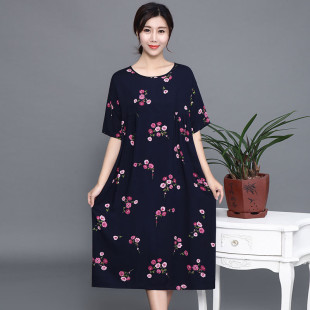 特大码棉绸睡裙加长加肥人造棉睡衣中老年女夏胖MM宽松休闲连衣裙