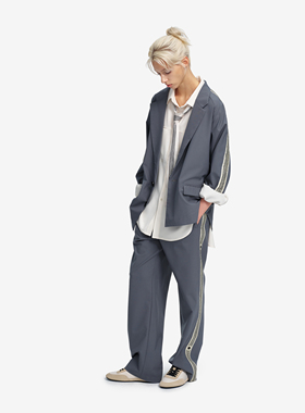 PROJECTJOIN非对称饰带羊毛长裤 男女同款