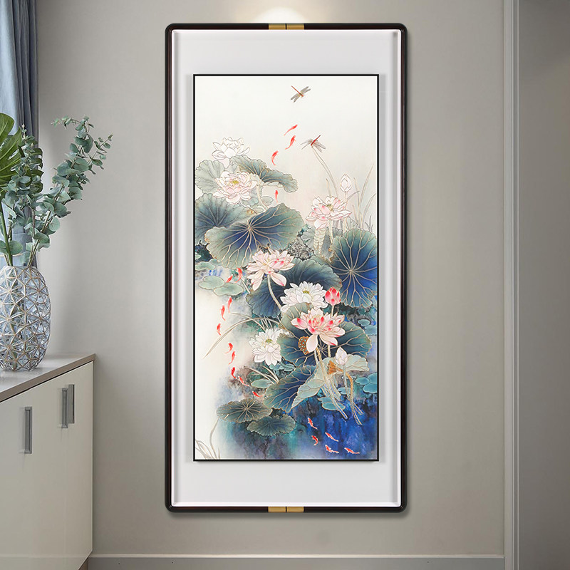 入户玄关正对g门装饰画铜雕挂画走廊过道墙壁立体高级感灯光画