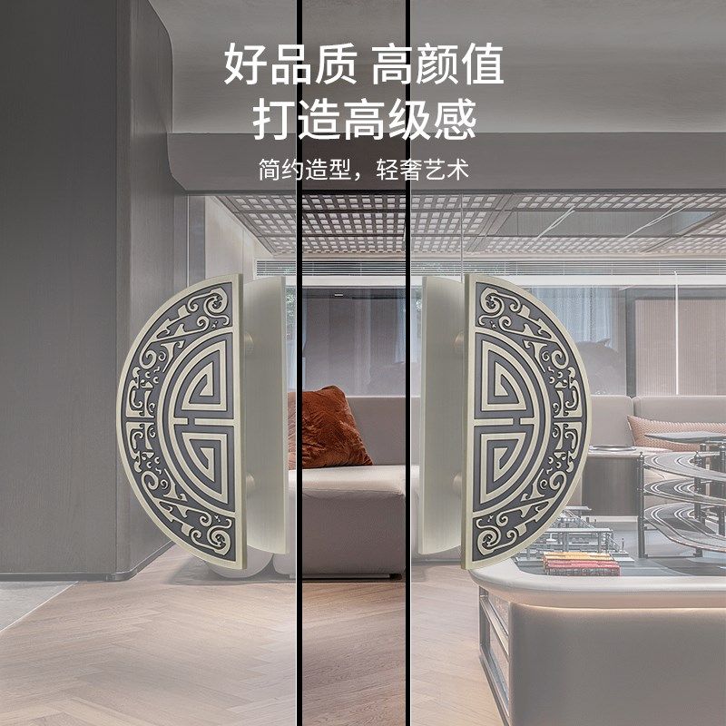 玻璃门拉手半圆形中式把手扶手仿古铜黑色大门包厢U酒店实木门圆
