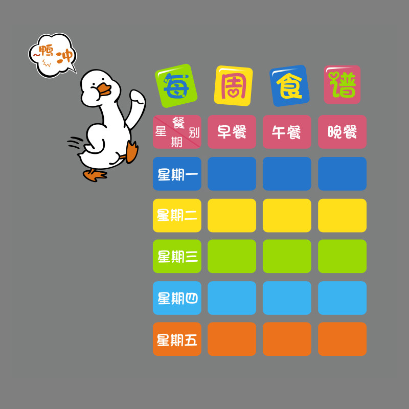 午托管班每周食谱墙面贴纸画展示板栏幼儿园教R室餐厅菜谱布置小