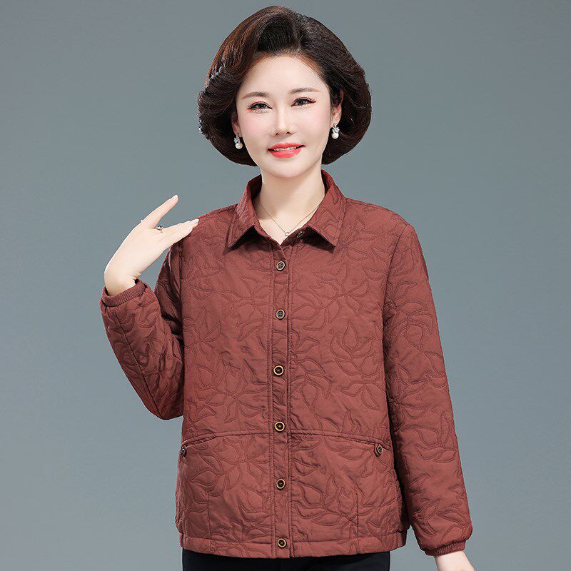 中老年女春装外套短款60岁妈妈宽松上衣洋气纯色老太太服装奶奶装