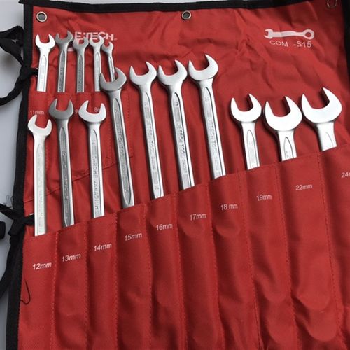 COM-S15捷科开口梅花两用扳手布袋组套041015 磨砂24件鉻钒钢 6件