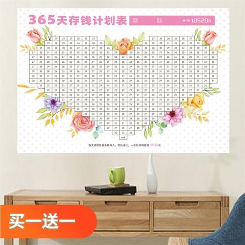 2025年365天存钱计画表心形52周存钱计画表贴纸表格存钱挑战表