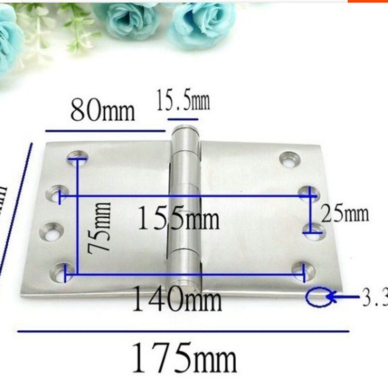 4寸加宽不锈钢合页 重型加厚铰链100X175X3.3mm工业门加宽4寸合页