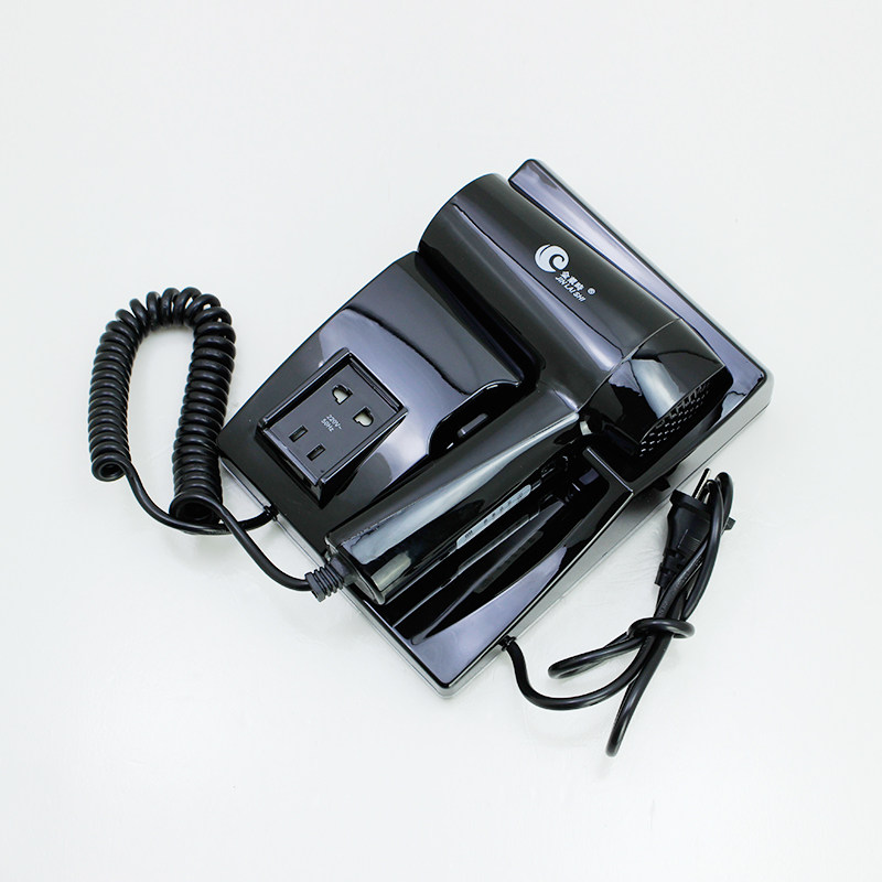 金莱时 酒店干发器 黑色壁挂式带插座吹风机 电吹风 吹风筒美发器