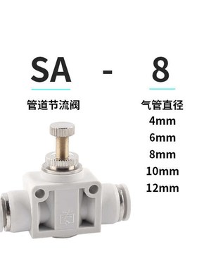 白色SA节流调速调节管道阀快速插气动气管接头元件SA4/6/8/10/12