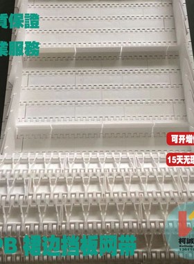 OPB塑料网带挡板裙边网链50.8节距PP材质耐高温食品杀菌输送链板