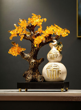 新中式葫芦招财摆件m客厅电视柜寓意好发财树装饰高端博古架工艺