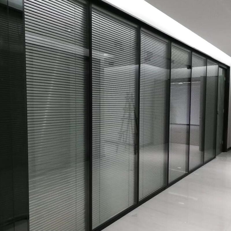 办公隔断a铝合金双层磨砂玻璃墙隔断墙百叶室内高隔断隔音办公隔