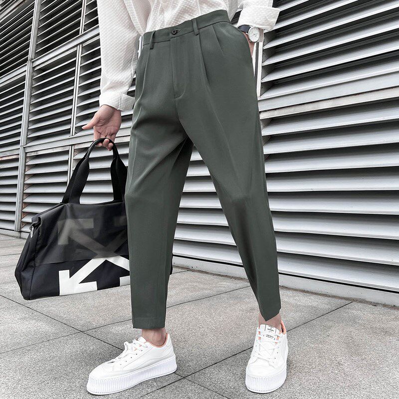 春夏季男士免烫直筒西裤高级感休闲九分西装裤潮流薄款百搭小脚裤