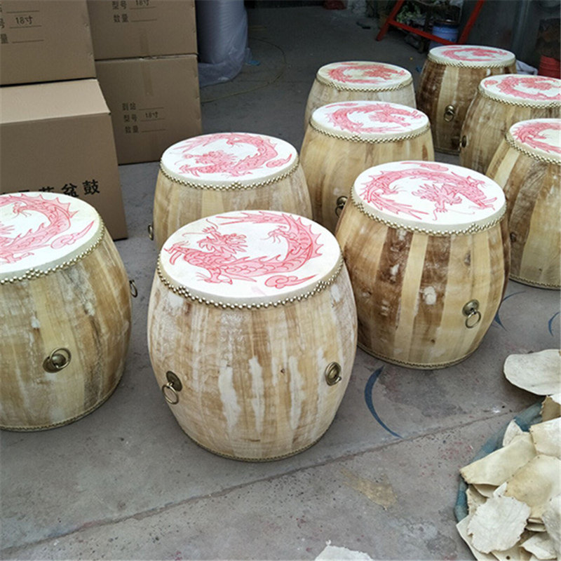 立式牛皮大鼓威风锣鼓战鼓堂鼓演出龙纹鼓杨木白茬鼓专业打击乐器