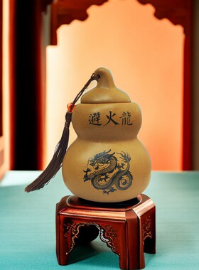 避火龙瓶子辟火龙西m北角壁正北土陶罐黄碎石葫芦必火龙瓶陶瓷摆