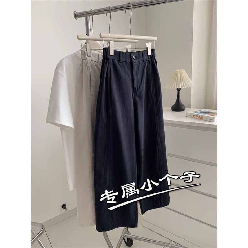 2025夏季新款日系复古工装直筒九分裤女小个子遮胯八分阔腿萝卜裤