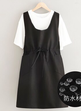 简约文艺防水收腰围裙定制logoC商用围腰家用厨房工作服时尚防脏