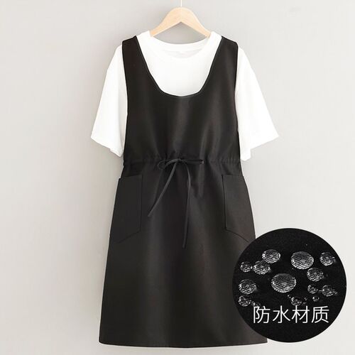 简约文艺防水收腰围裙定制logoC商用围腰家用厨房工作服时尚防脏