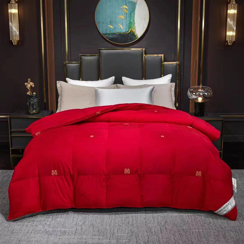 结婚庆羽绒被壳全棉被套自充绒送礼H品被双层高密静音不钻毛鹅