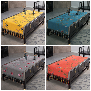 新中式茶几桌布茶几垫布艺餐桌客厅E长方形中国风古典台布桌垫盖