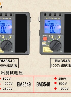 滨江BM3548 3549数字绝缘电阻测试万用表500V1000V2500V摇兆欧表