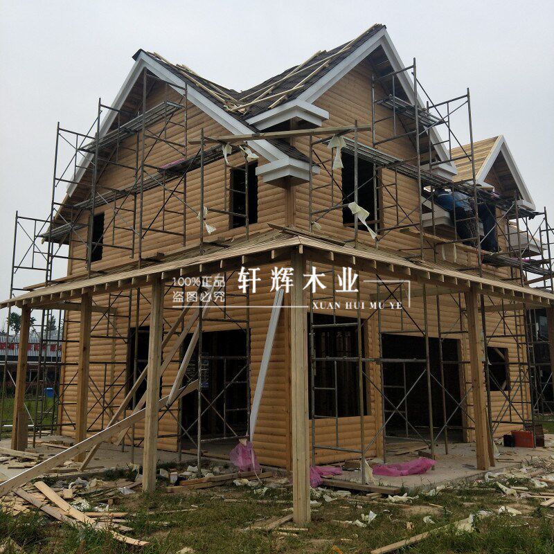 定制木屋别墅度假木房子大型实木两层户外组装Q欧式人住乡村木板