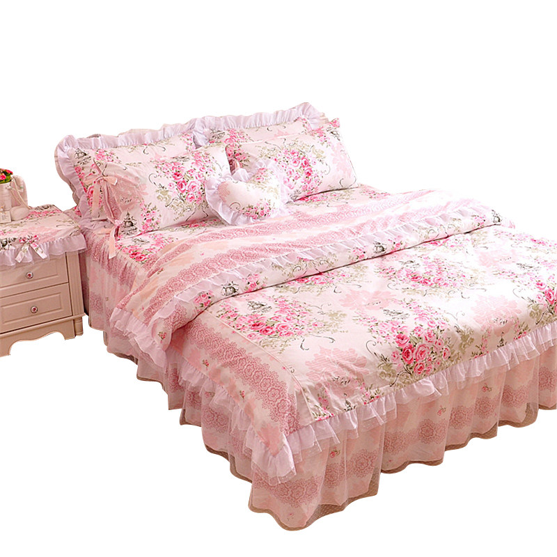田园小碎花蕾丝公主风四件套全棉D韩式小清新床裙款床罩2m床品