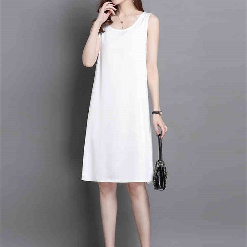 无袖白色吊带雪纺连衣裙小个子中长款内搭打底裙子女装春夏季新款