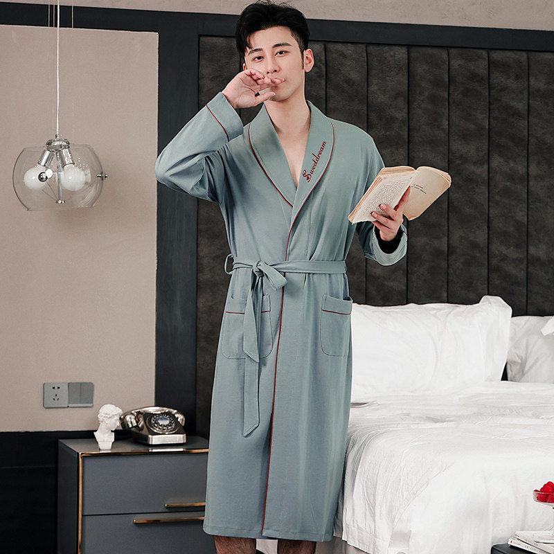 男睡袍夏季新款大码薄款纯棉日式浴袍吸水专用新疆棉春秋睡衣