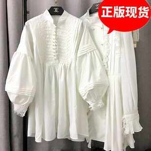 欧洲裙 仙女裙宫廷风气质泡泡袖 地球店 白色蕾丝连衣裙2021新款