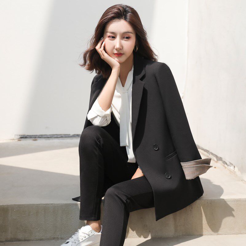 小个子西装外套女2024新款春秋大码黑色职业休闲正装套装西服上衣