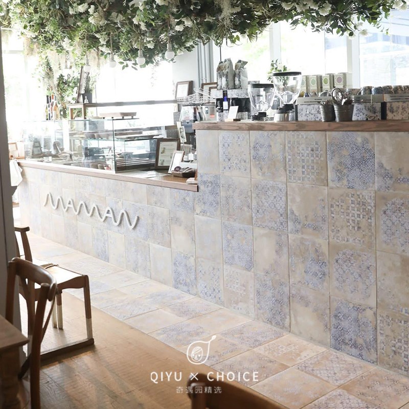 侘寂风复古瓷砖玄关阳台花砖仿古砖民宿餐饮店防滑地砖吧台背景墙